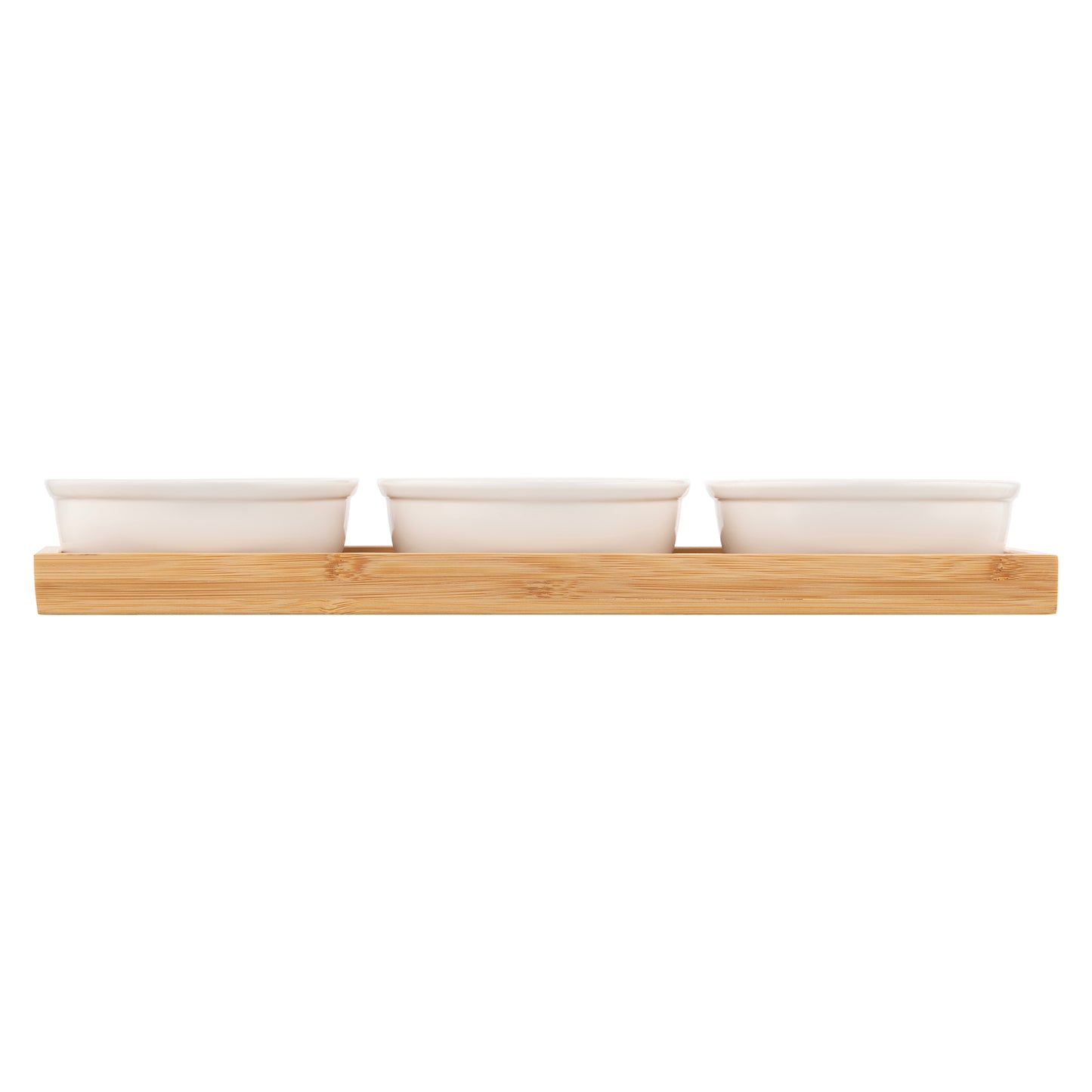 ARDESTO Saucer set with tray Midori, 3pcs, 160ml, new bone china, bamboo