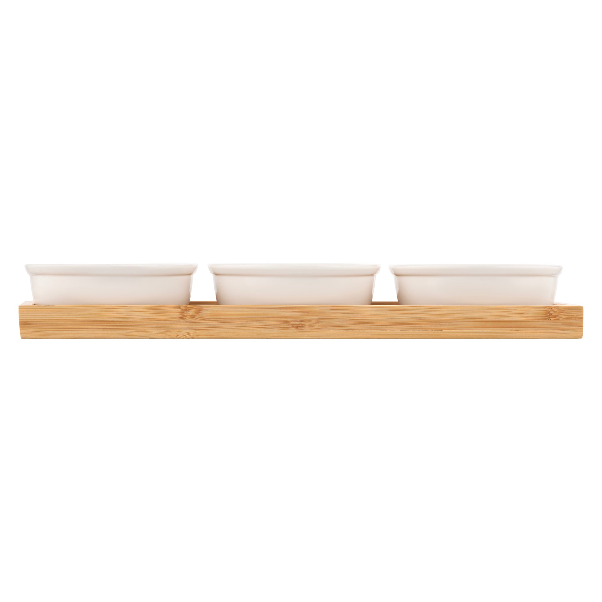ARDESTO Saucer set with tray Midori, 3pcs, 160ml, new bone china, bamboo