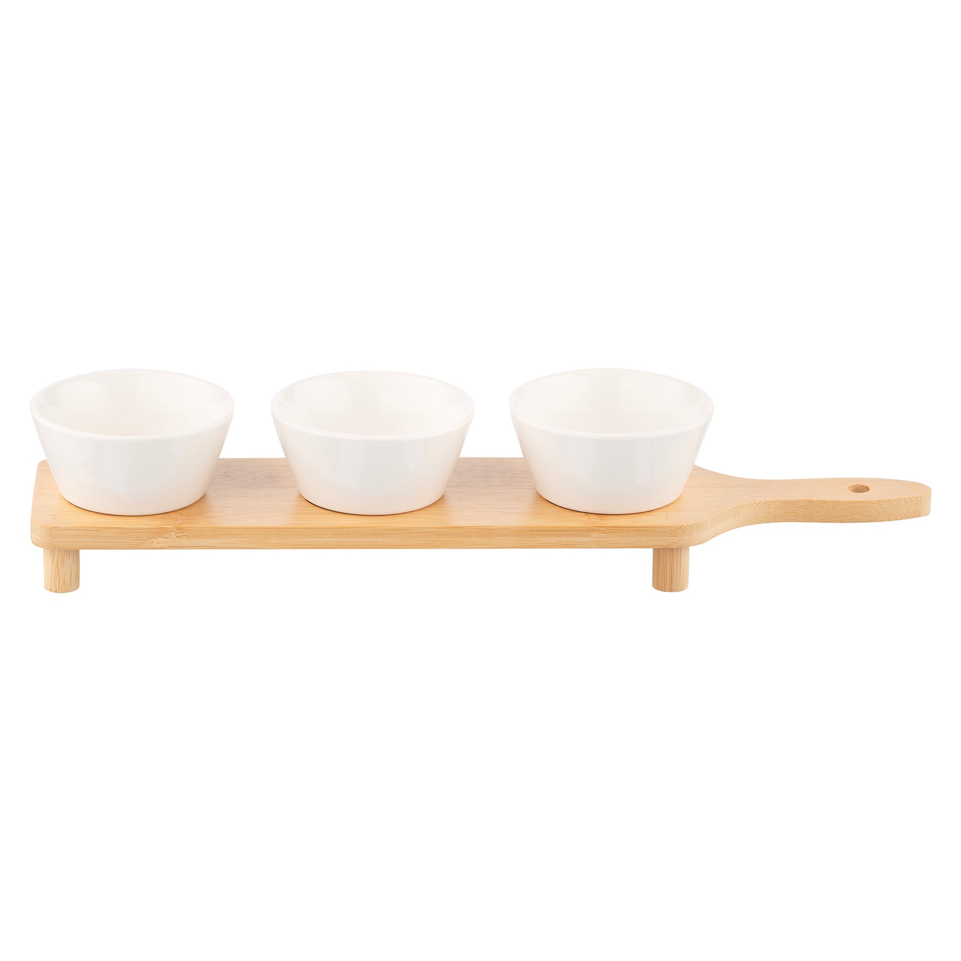 ARDESTO Saucer set with tray Midori, 3pcs, 110ml, new bone china, bamboo