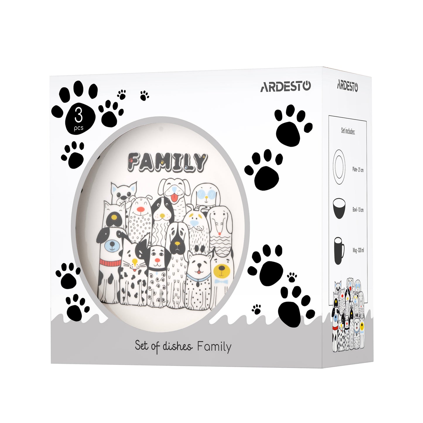 Ardesto Set of dishes Family, 3pcs, new bone china