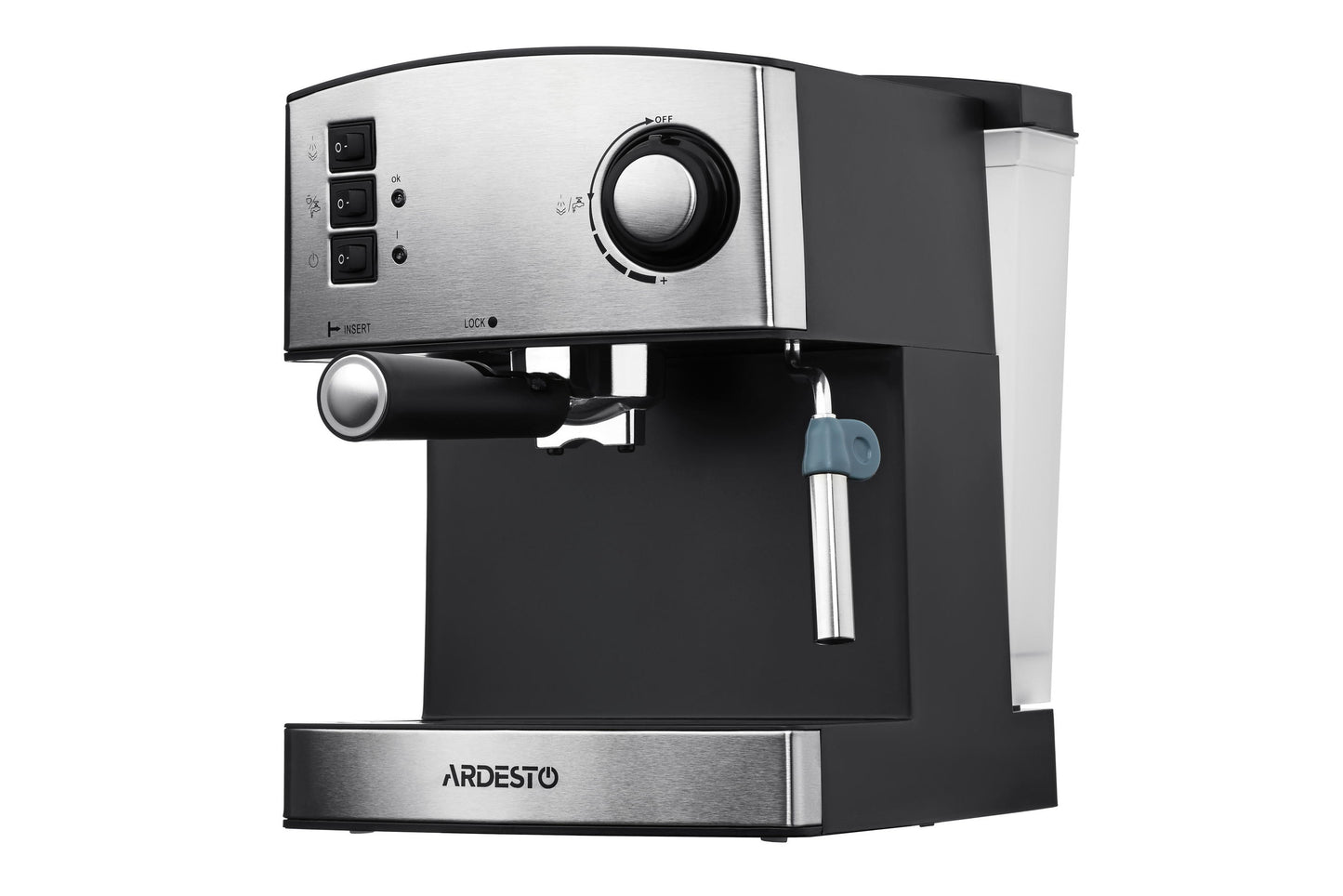 Ardesto coffee maker carob Steel Collection 1.6l, ground, hand capuchino maker, silver-black