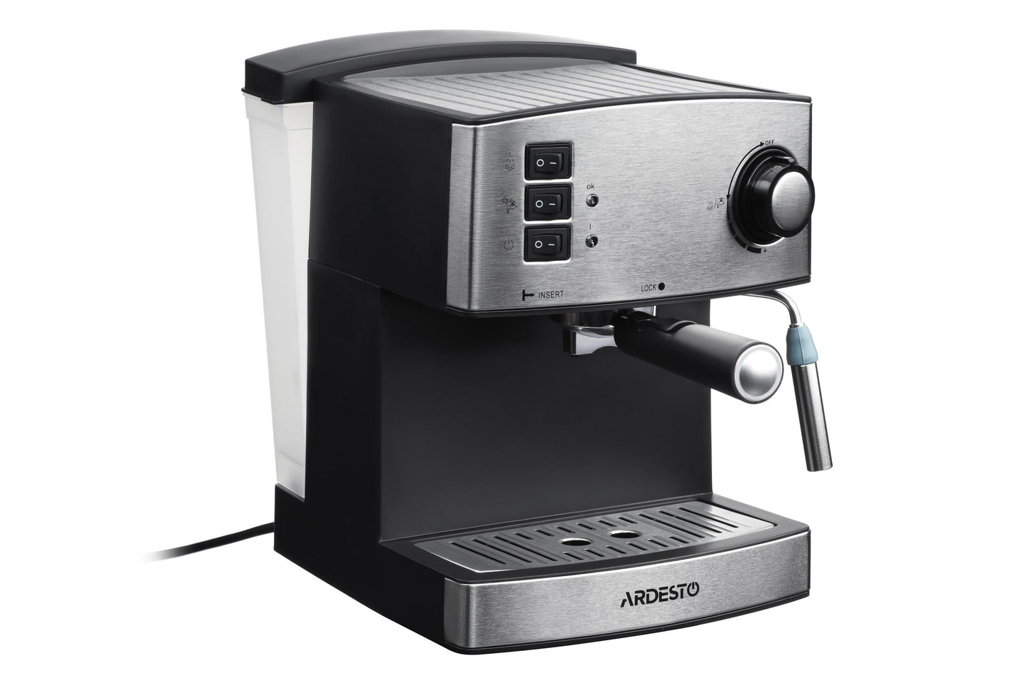 Ardesto coffee maker carob Steel Collection 1.6l, ground, hand capuchino maker, silver-black