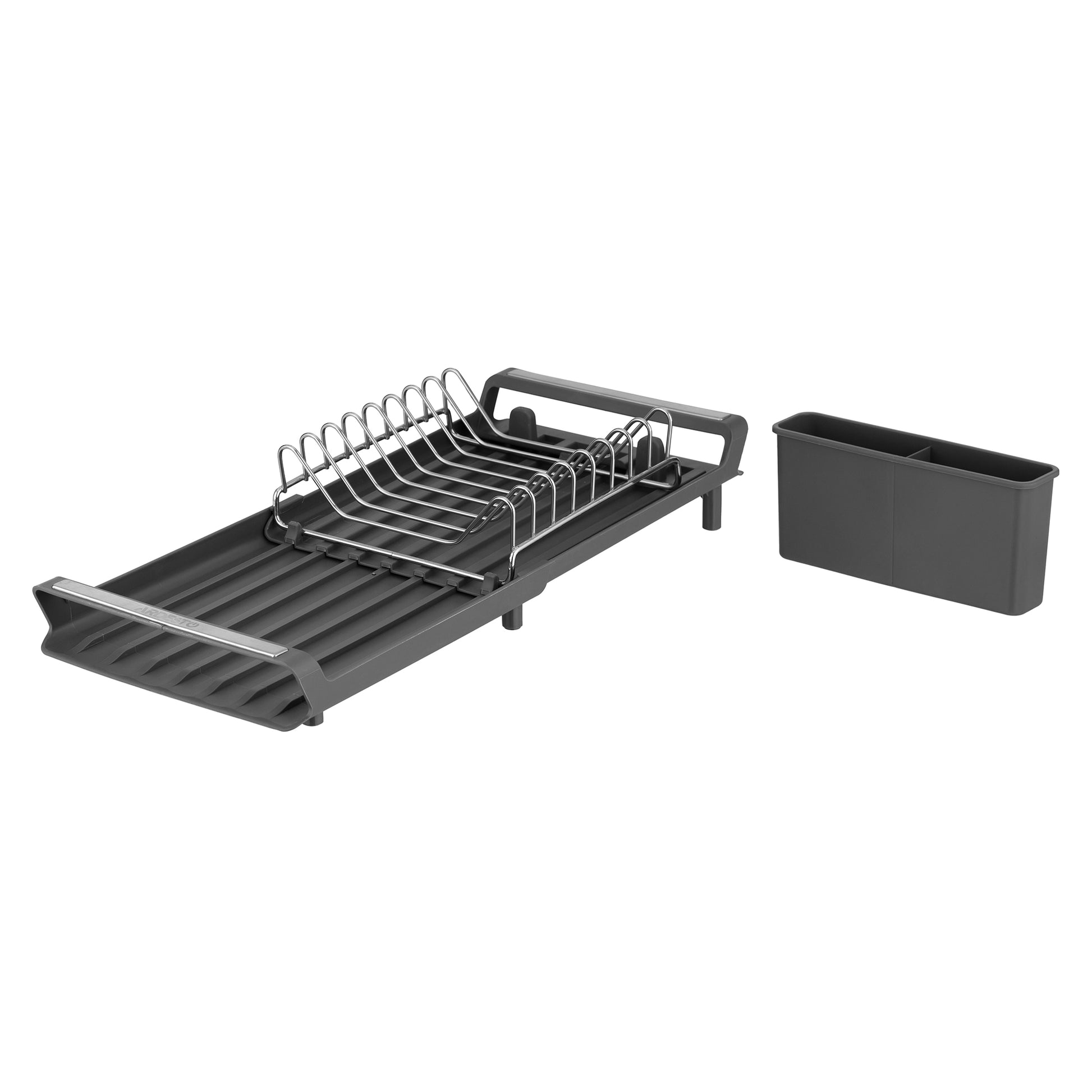 ARDESTO Dish dryer with stand Minimalism 46.5x19.5x9.5cm, plastic, chrome plated iron, steel, dark grey 767637184304
