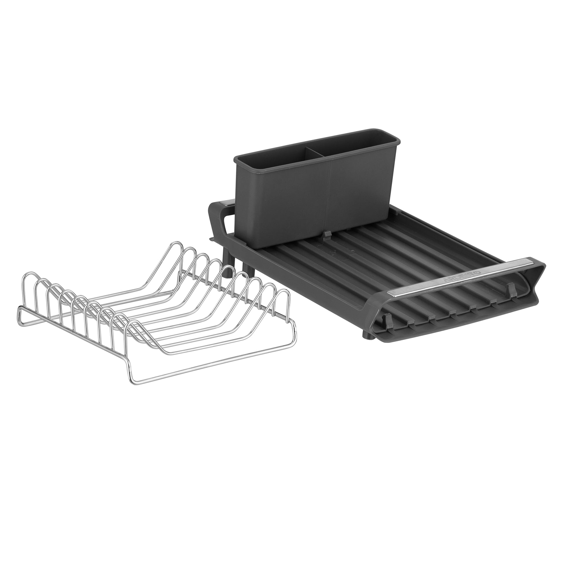 ARDESTO Dish dryer with stand Minimalism 46.5x19.5x9.5cm, plastic, chrome plated iron, steel, dark grey 767637184304