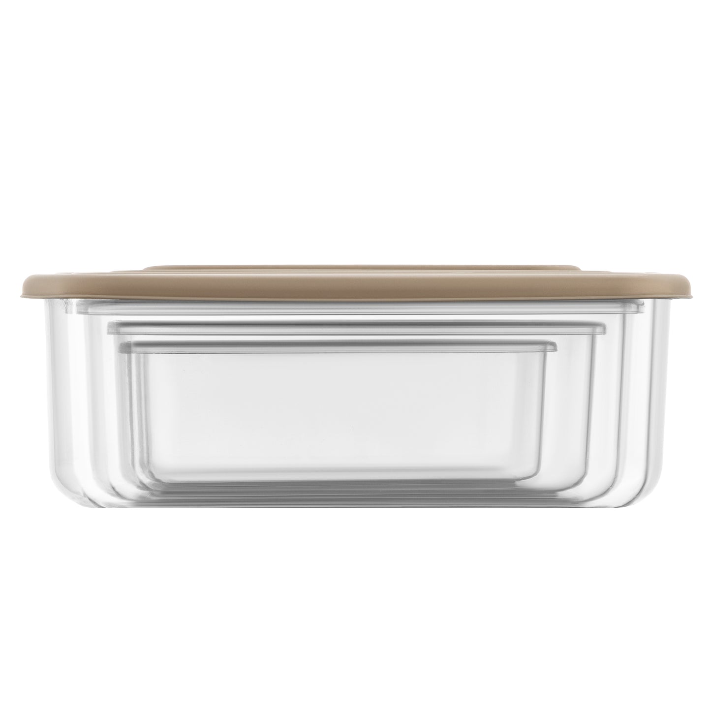 ARDESTO Set of food storage containers Fresh 0.25/0.5/0.75/1.2l, plastic, rectangular, beige