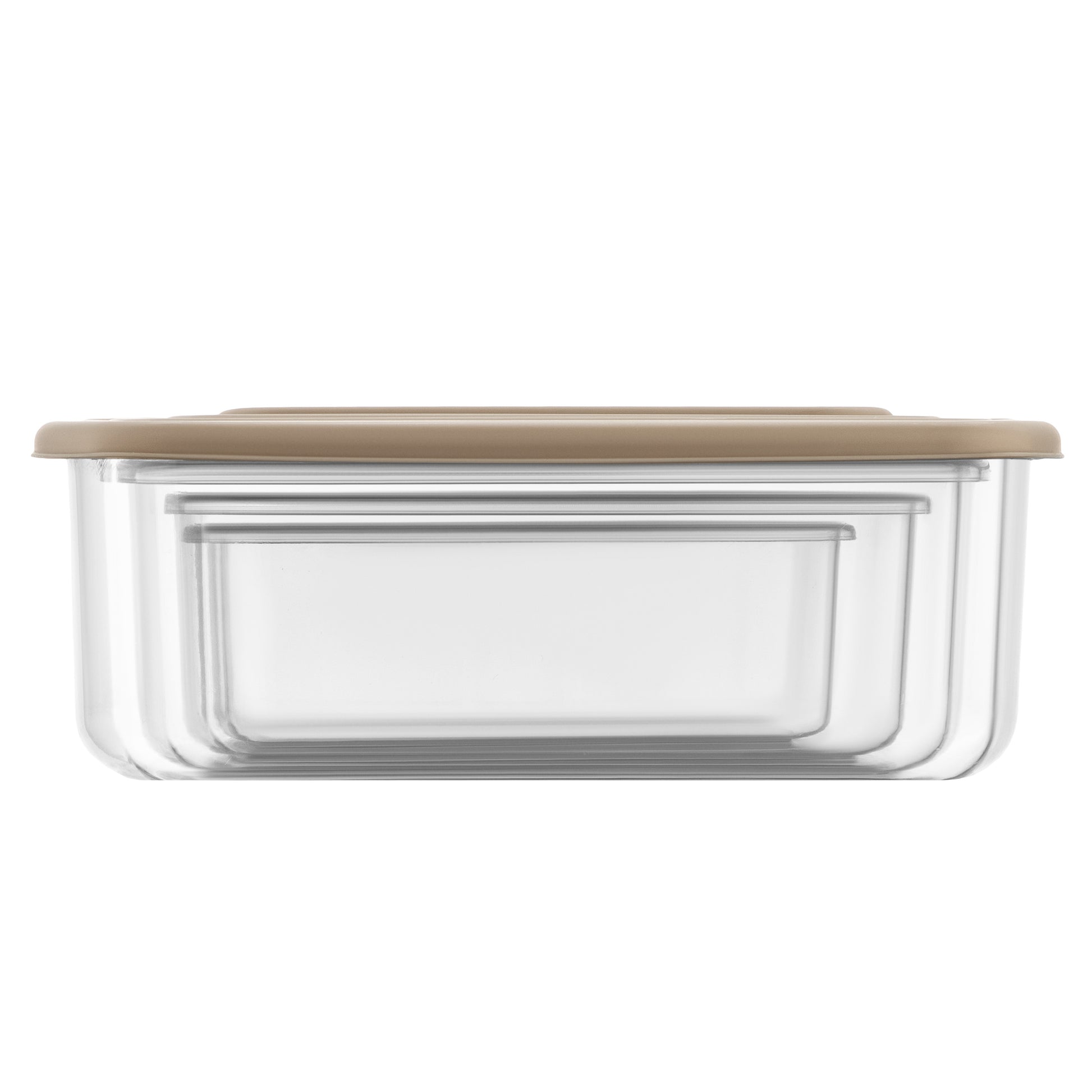 ARDESTO Set of food storage containers Fresh 0.25/0.5/0.75/1.2l, plastic, rectangular, beige