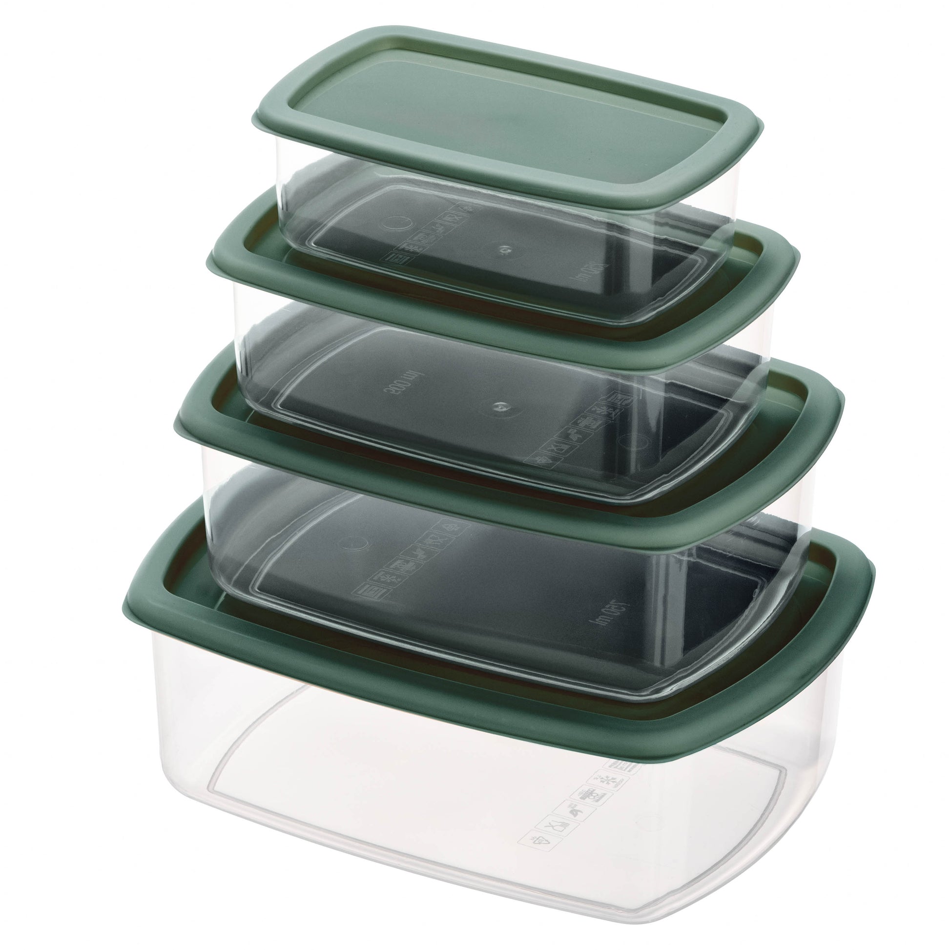 ARDESTO Set of food storage containers Fresh 0.25/0.5/0.75/1.2l, plastic, rectangular, green