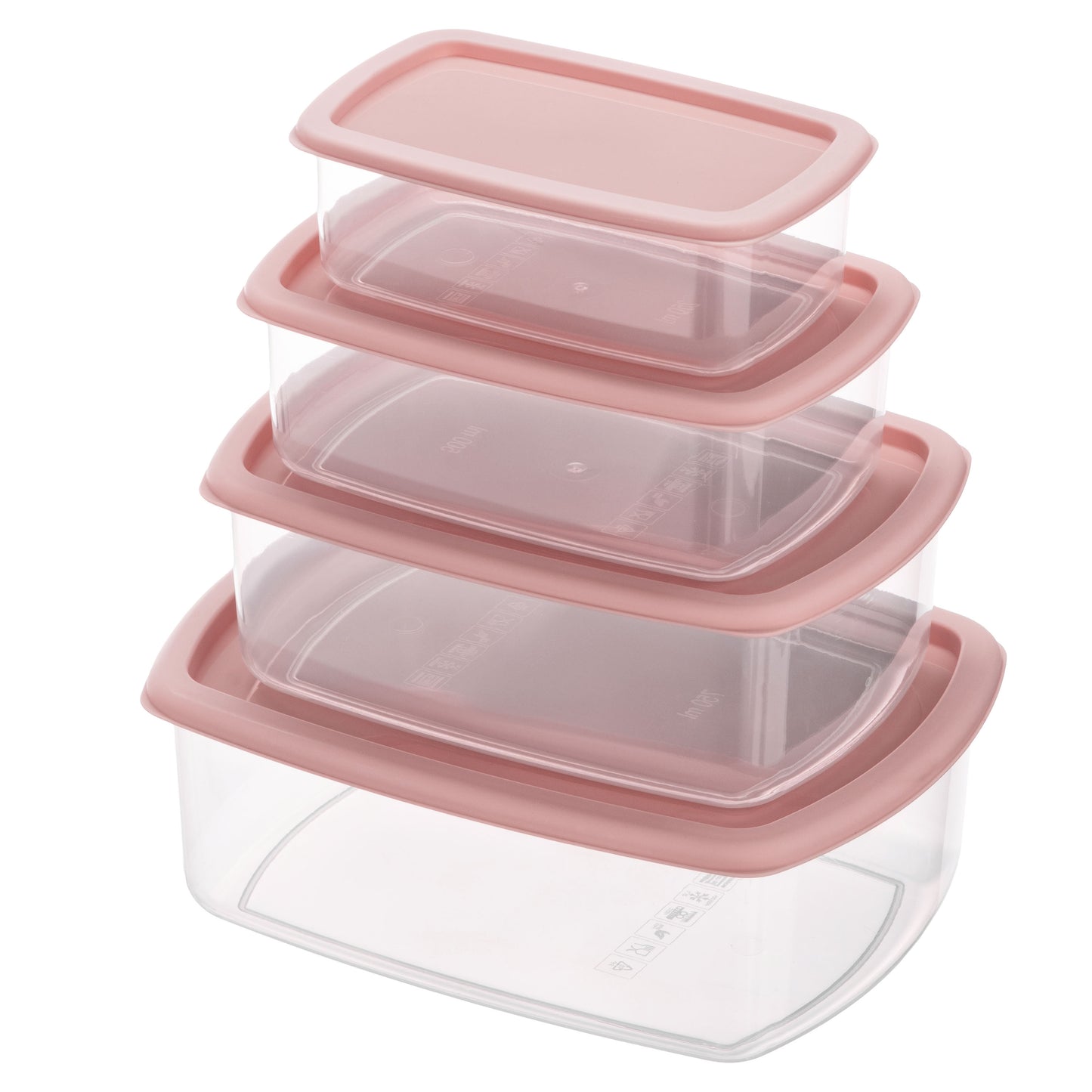 ARDESTO Set of food storage containers Fresh 0.25/0.5/0.75/1.2l, plastic, rectangular, pink