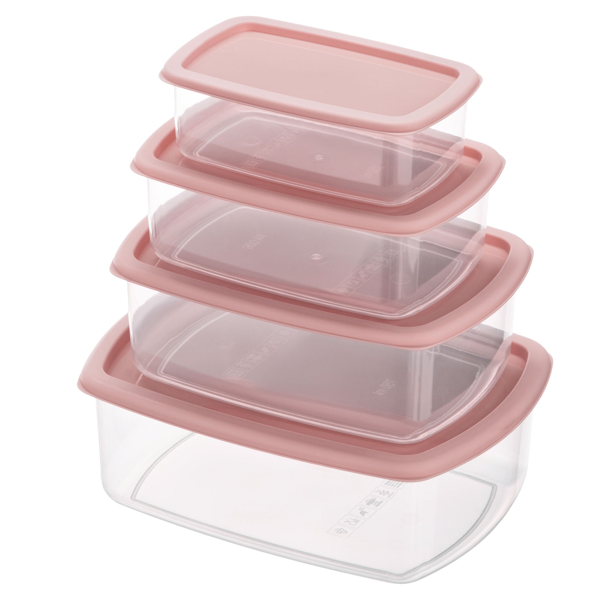 ARDESTO Set of food storage containers Fresh 0.25/0.5/0.75/1.2l, plastic, rectangular, pink