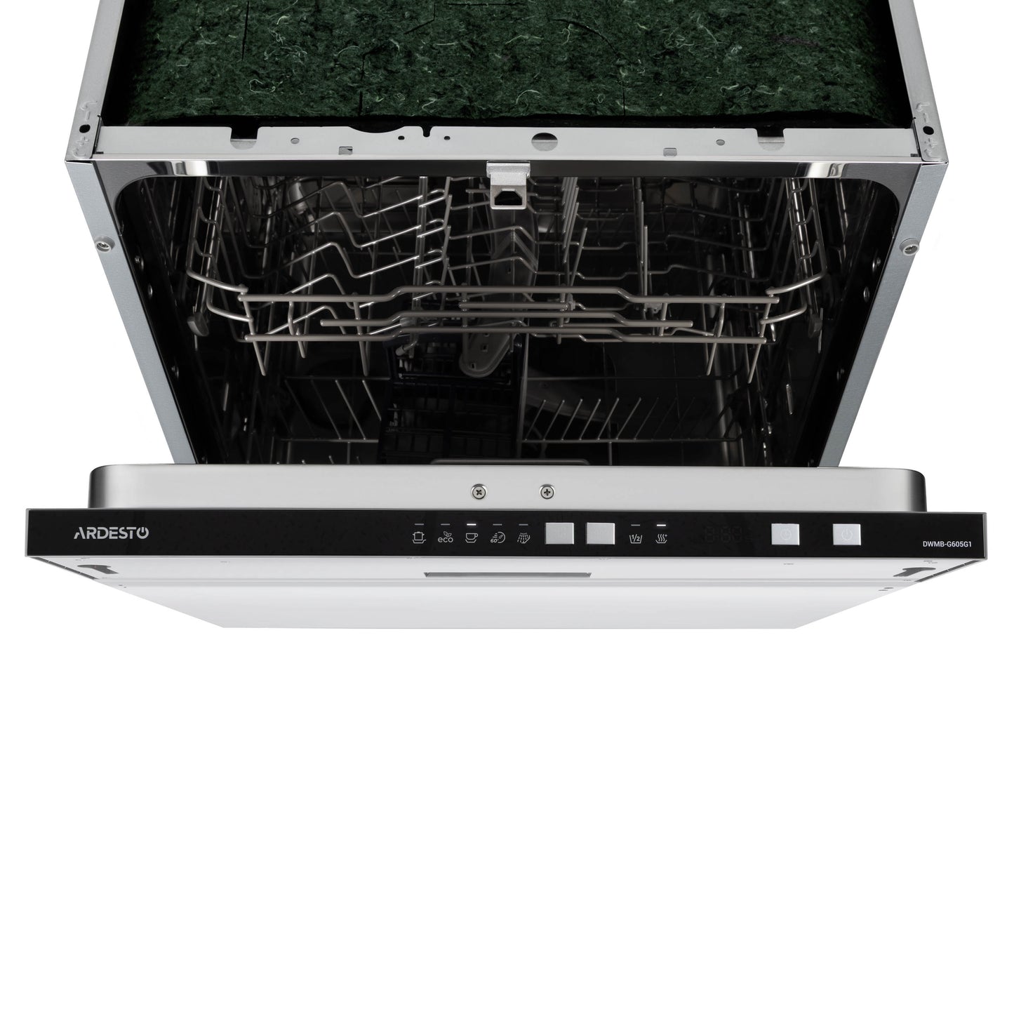 Dishwasher ARDESTO built-in, 12 place settings, A++, 60 cm, button control, LED display, floor beam indicator, 5 programs, grey