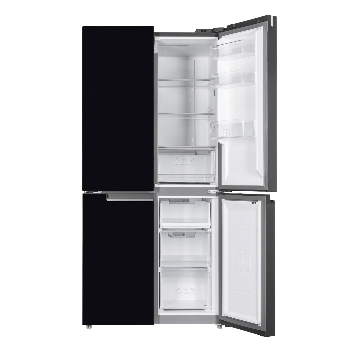 Refrigerator ARDESTO multi-door, 177.5x86х75, 4doors, А++, NF, fresh zone, black (glass)