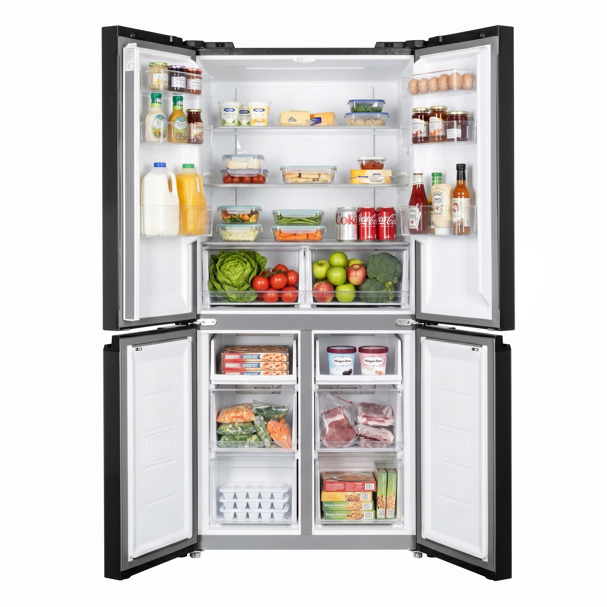 Refrigerator ARDESTO multi-door, 177.5x86х75, 4doors, А++, NF, fresh zone, black (glass)