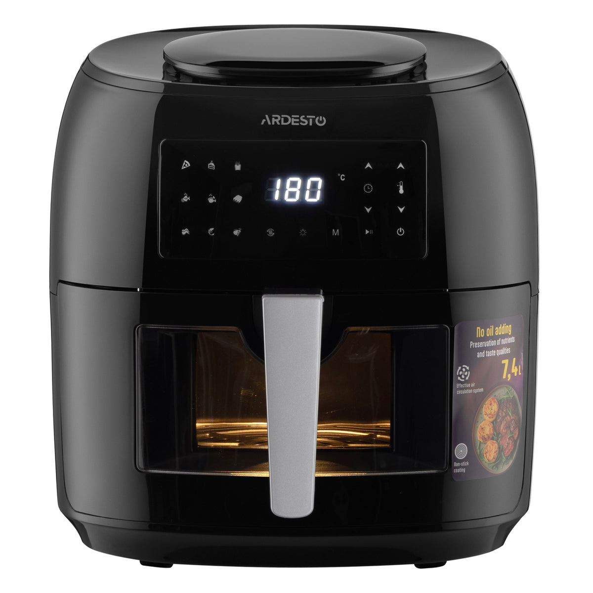 ARDESTO Air fryer 1800W, bowl-7.4L, touch control, 9 auto programs, plastic, black