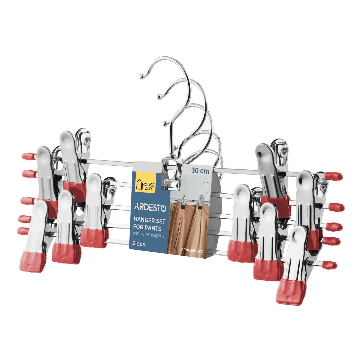 ARDESTO Hanger set 40.5cm, 5pcs, metal, PVC, red 767637178846